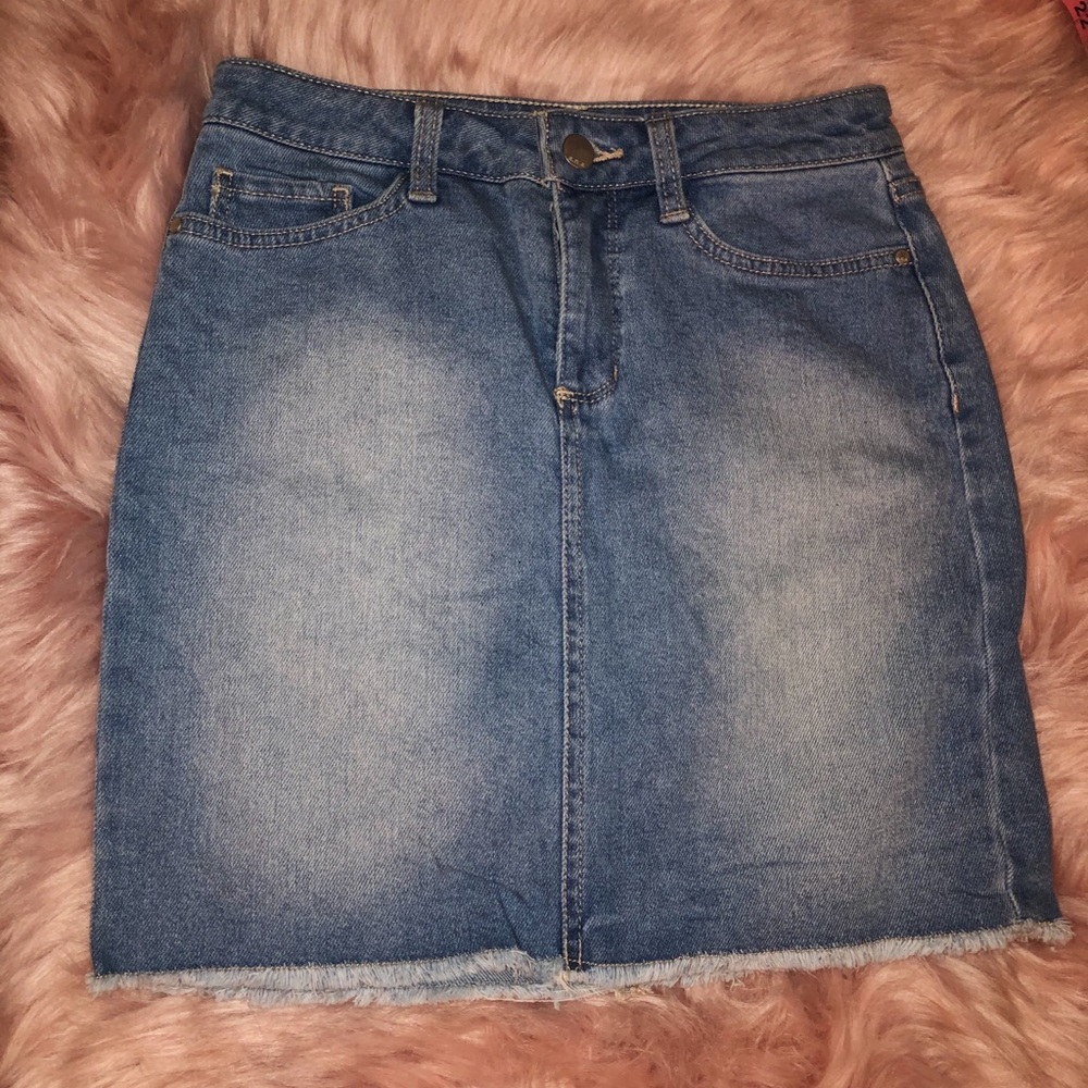 High rise jean skirt